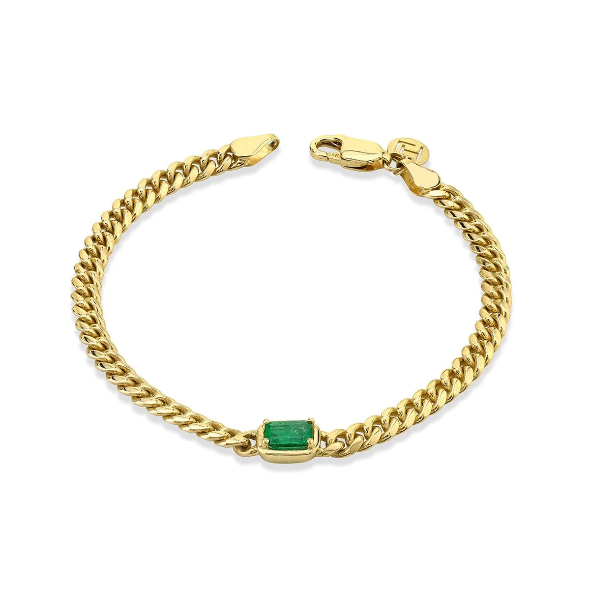 Emerald Cut Emerald Cuban Chain Anklet