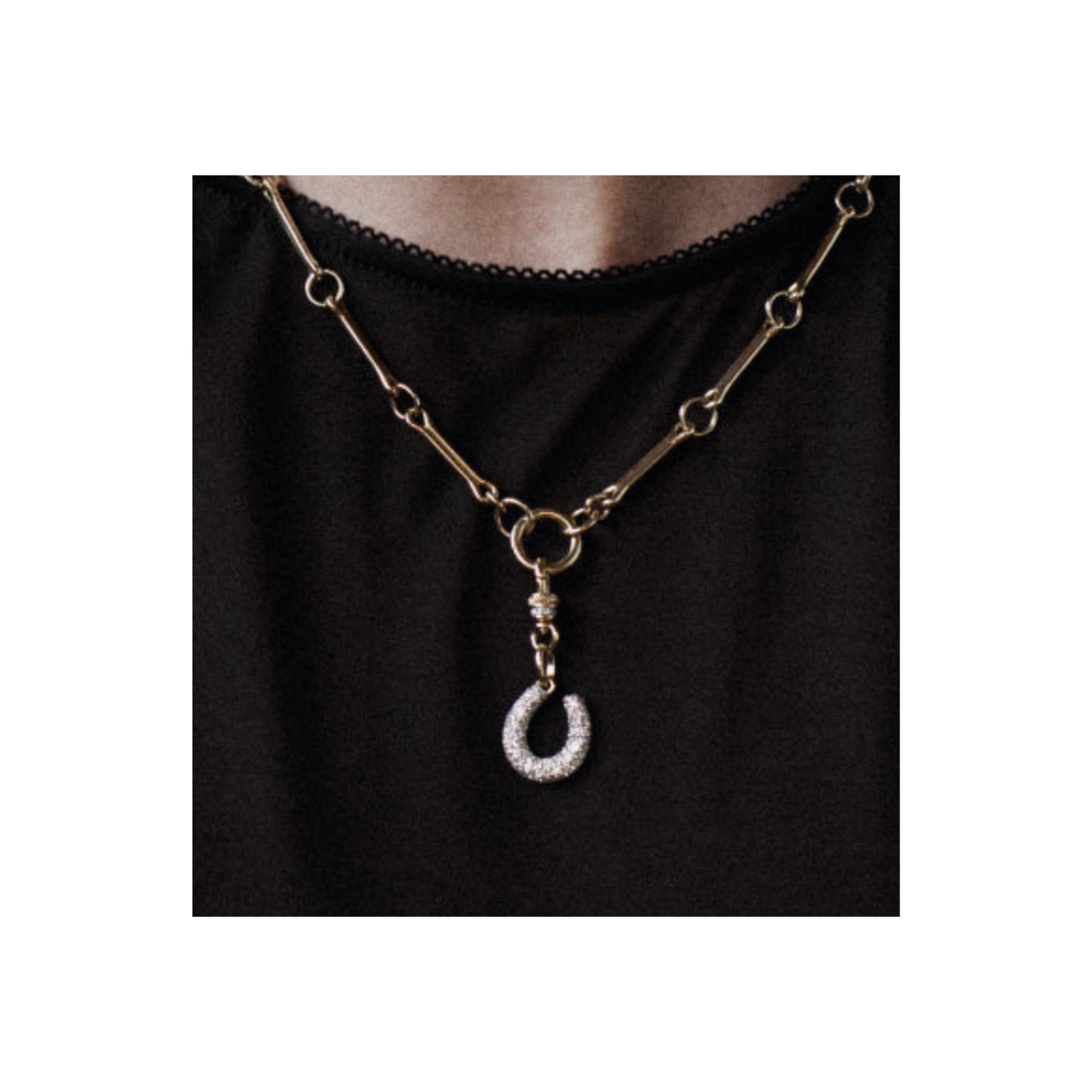 Diamond Horseshoe Clip Pendant