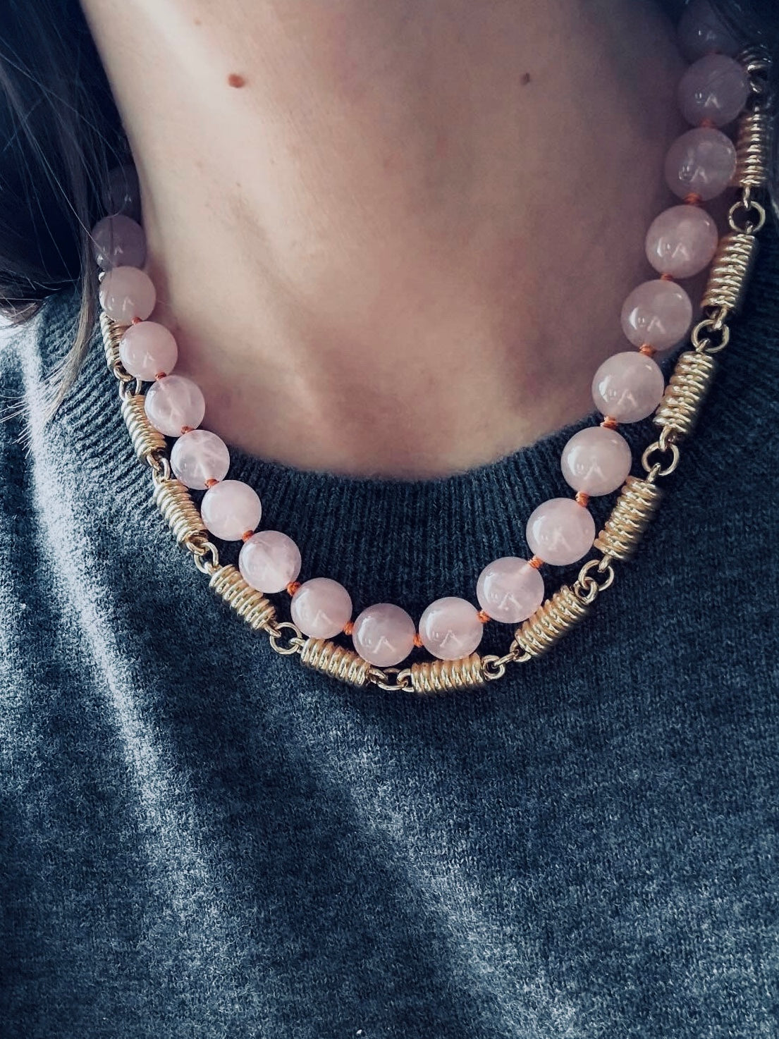 Rose Quartz Strand Necklace