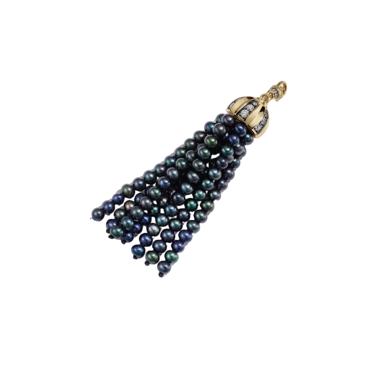 Pearl tassel with gold accent on a beige background