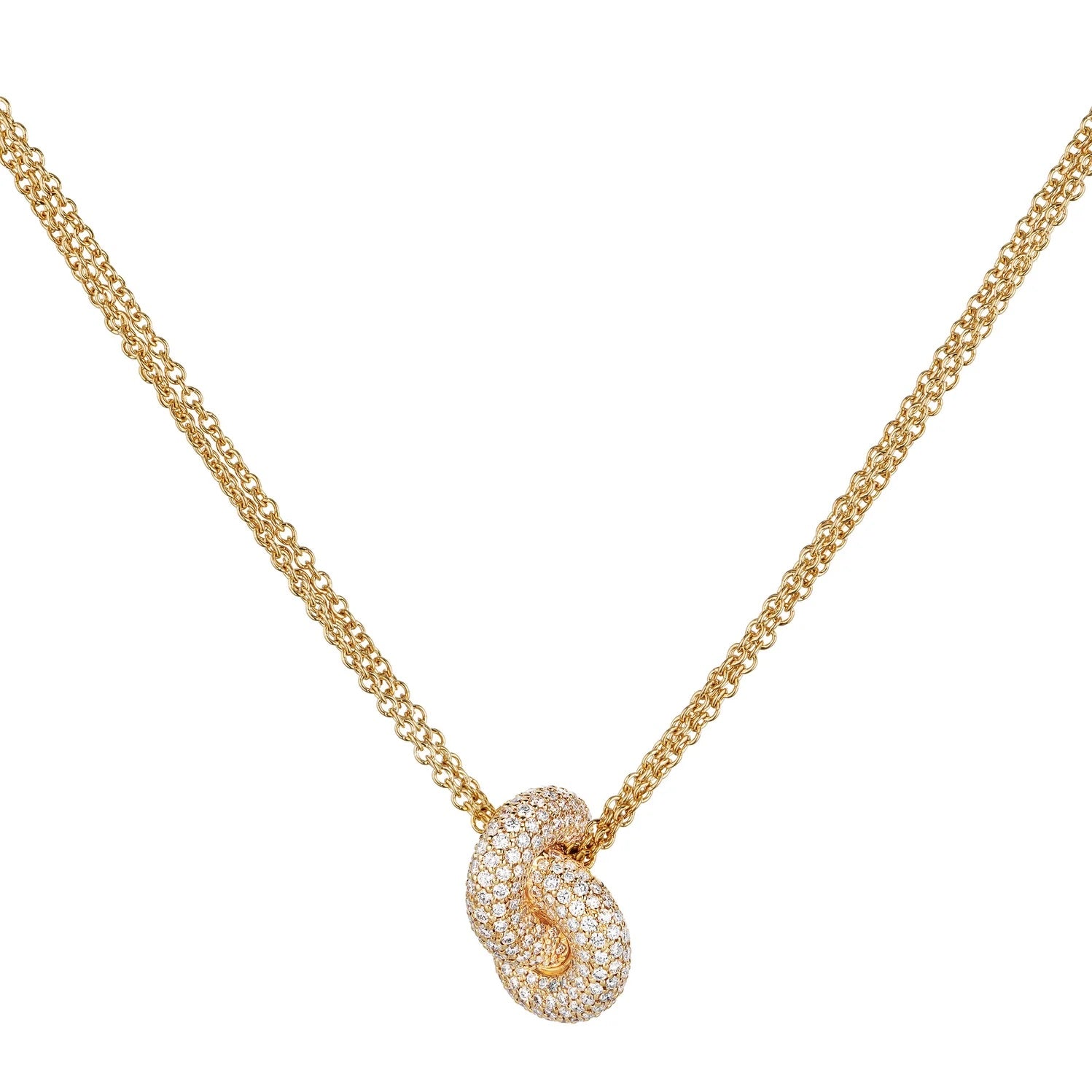 Gold Necklace on White Background