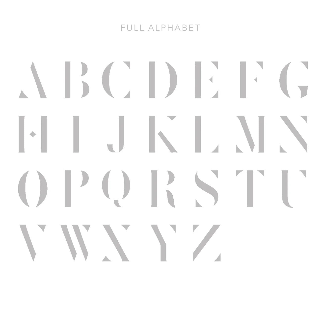 Alphabet letters from A to Z in a stylized font on a white background