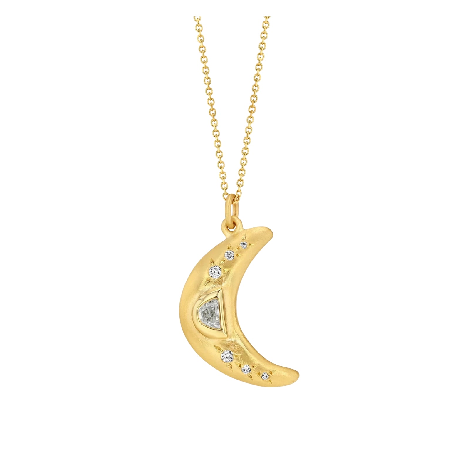 Crescent Moon Diamond Necklace