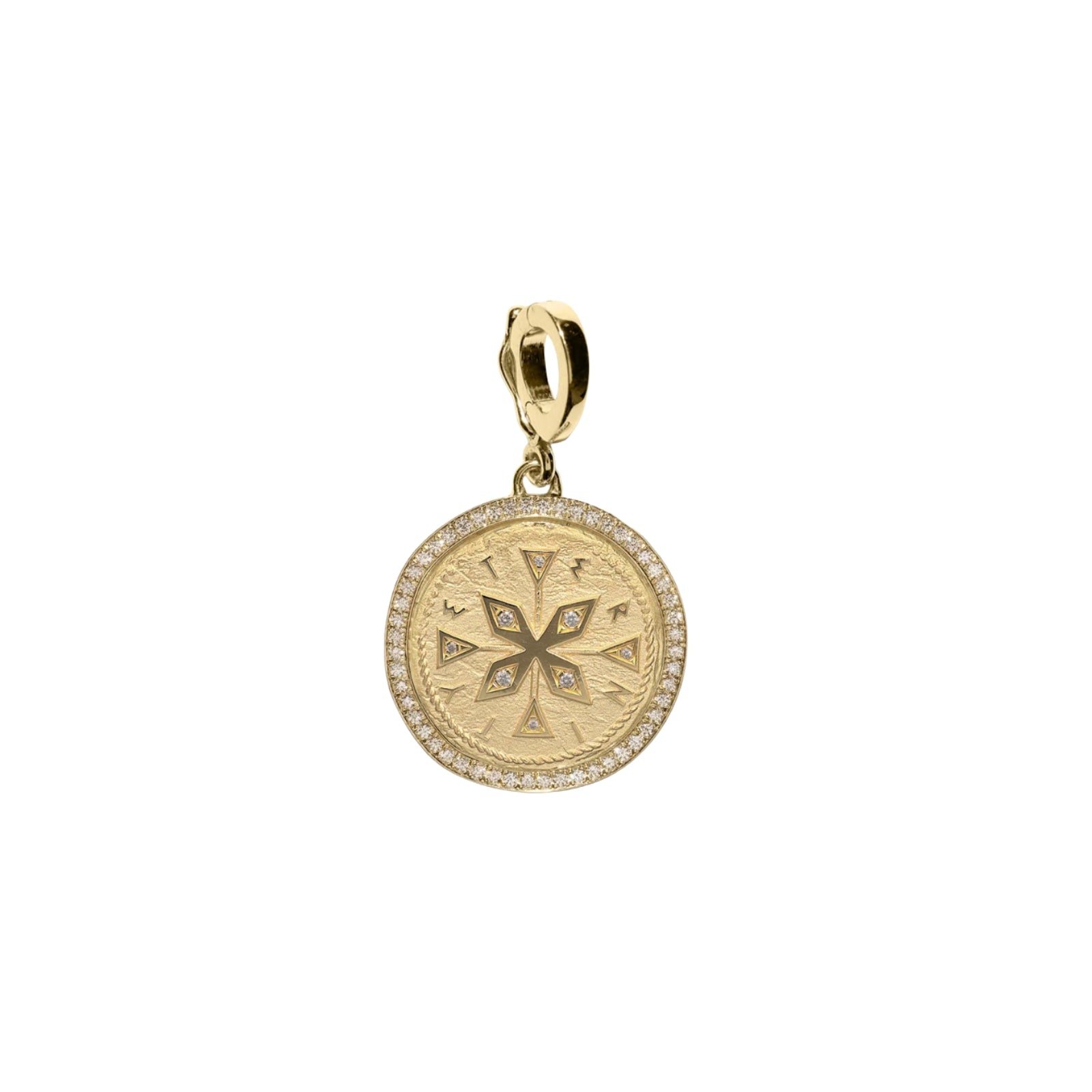 Small Pave Compass Coin Charm