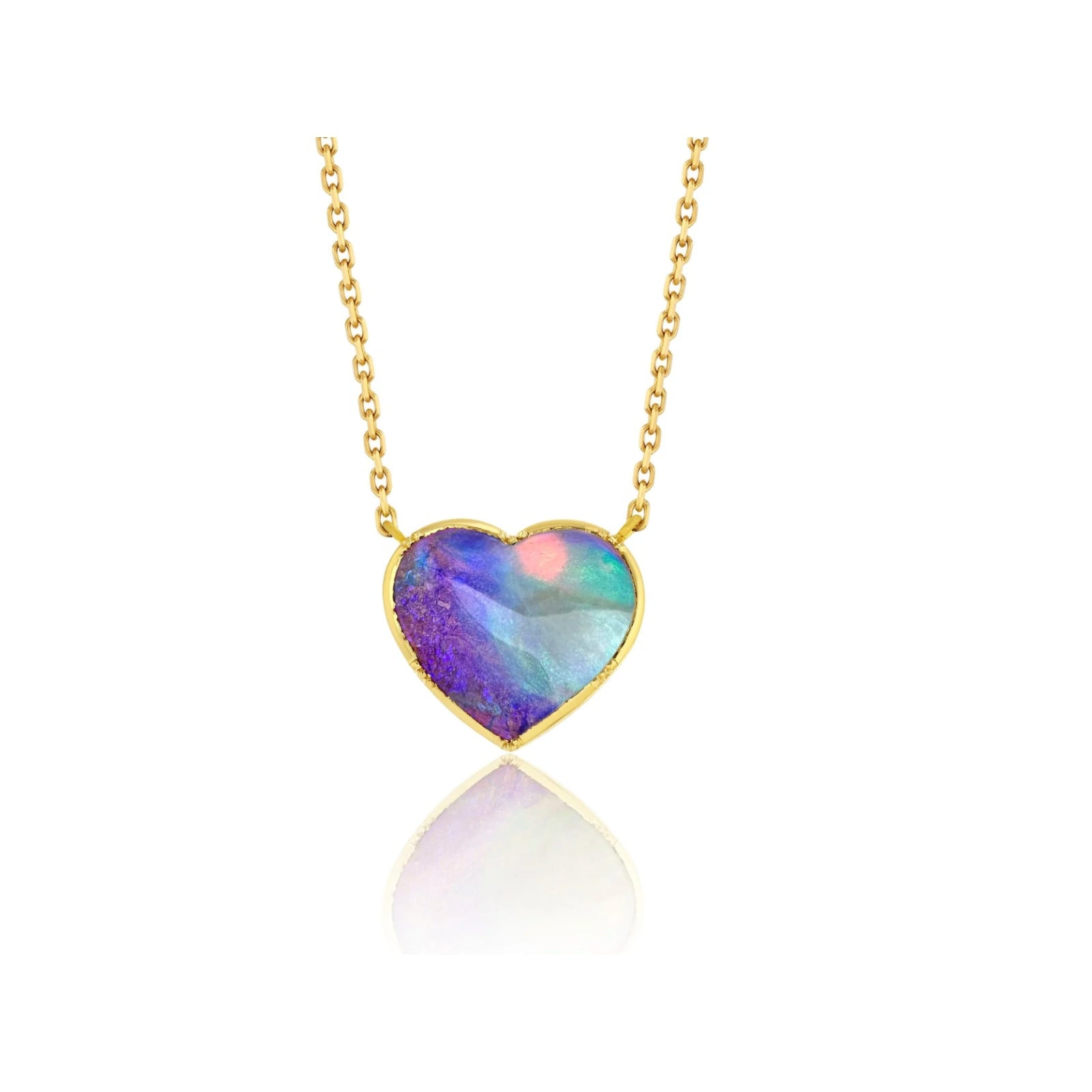 Fossilized Wood Opal Heart Necklace