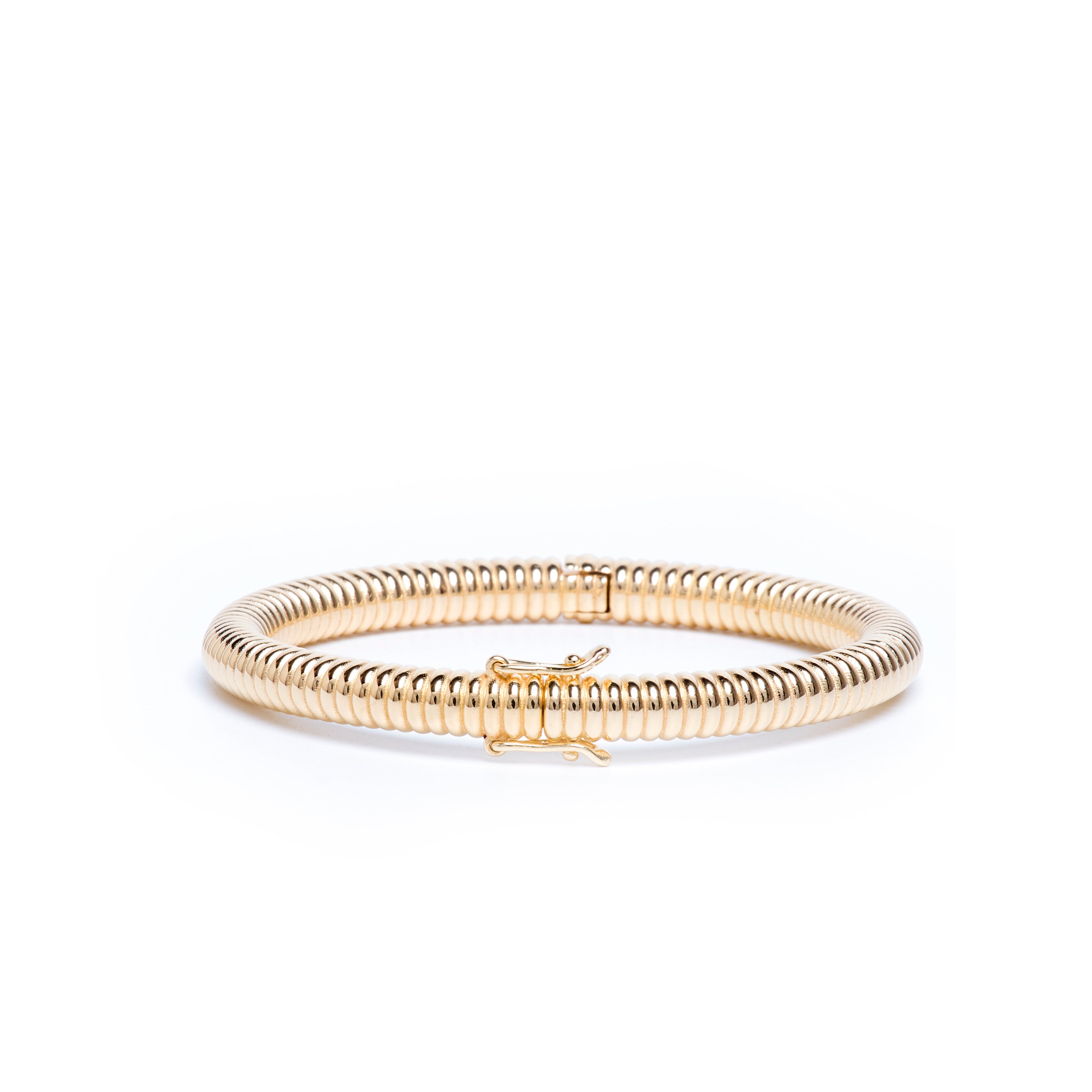 Gold bracelet on a white background