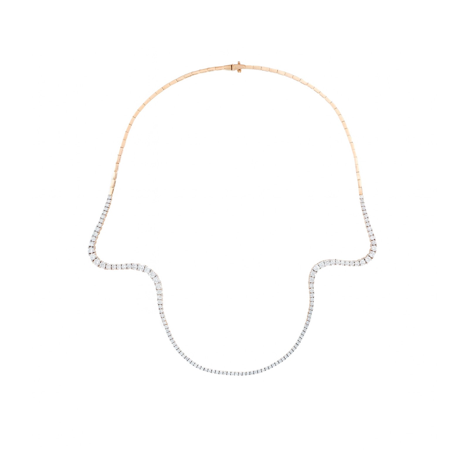 Aurora Necklace - Half Pavé Diamonds