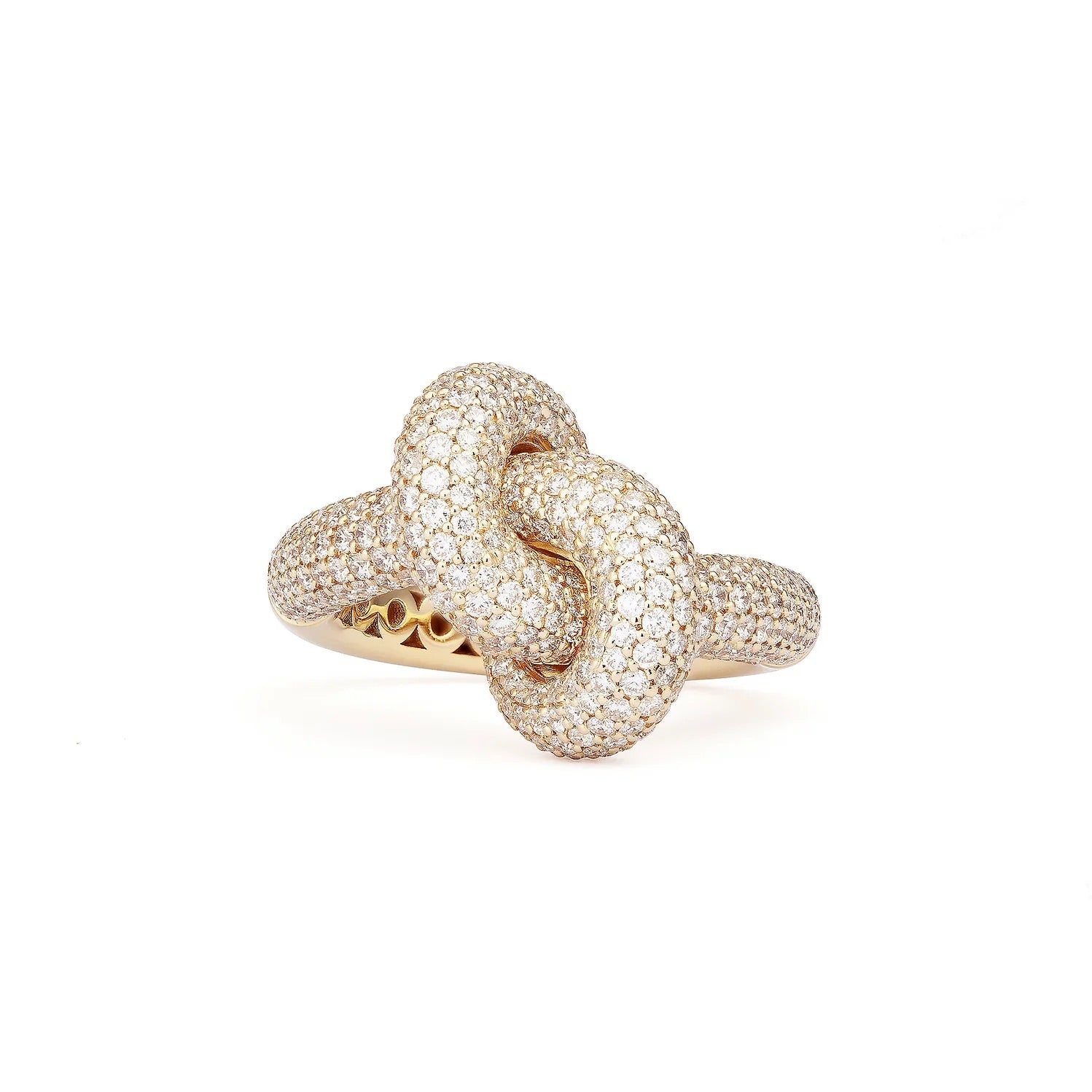 White Diamond pave ring on white background