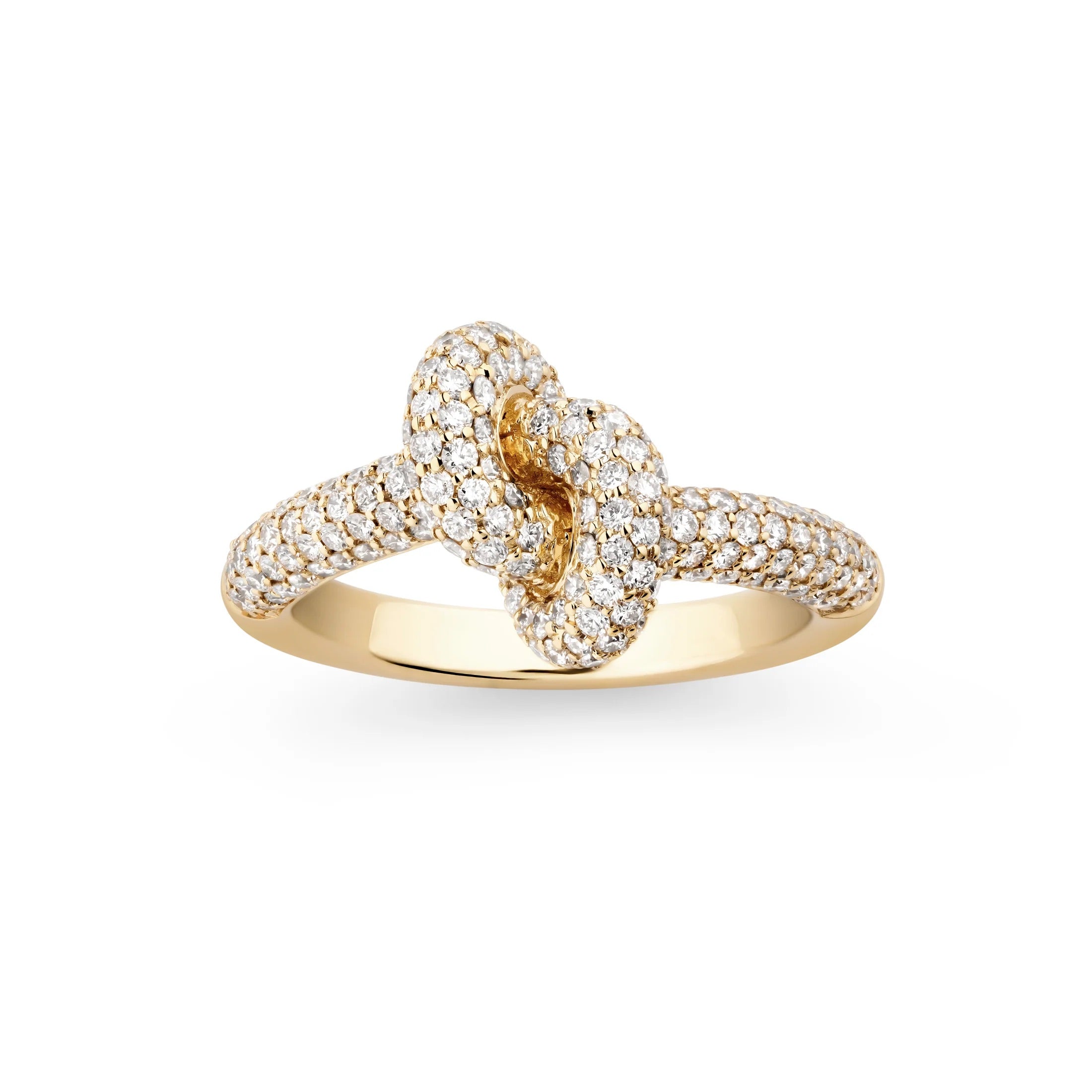 Pave Knot ring on white background