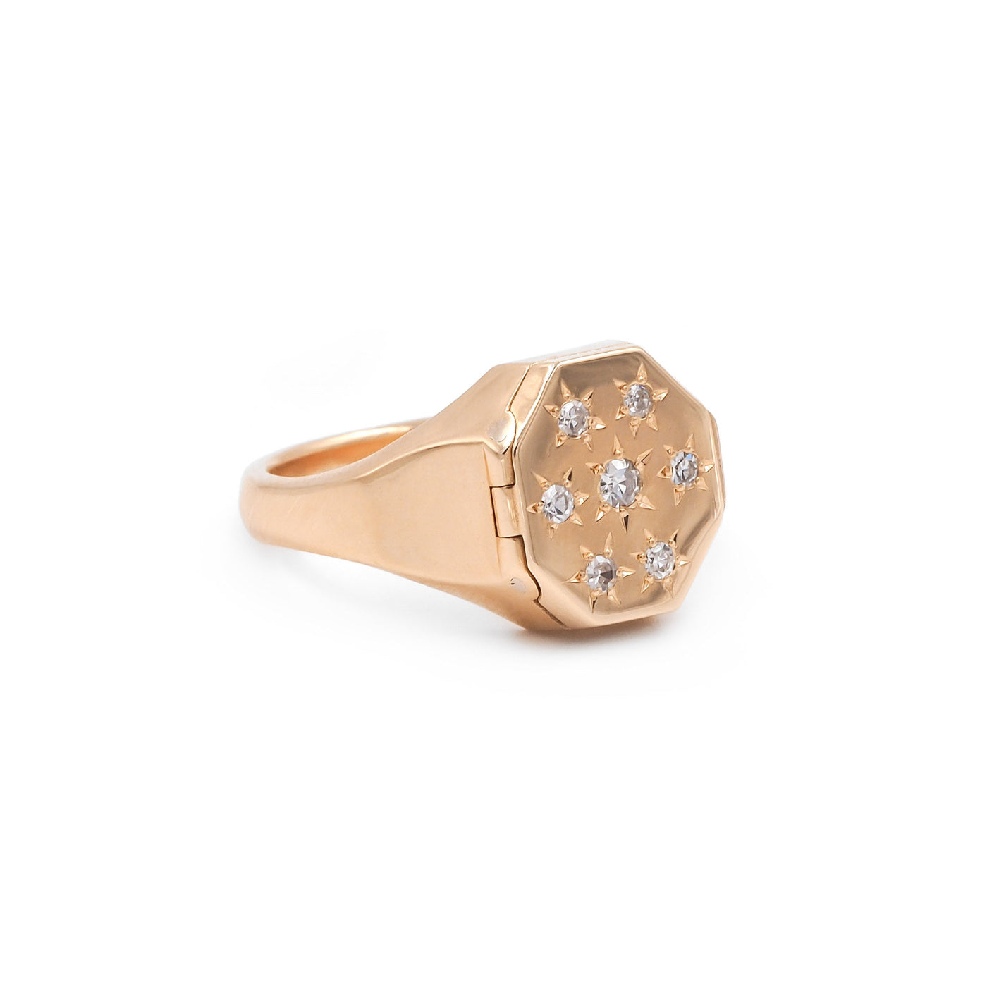 Gold ring on white background