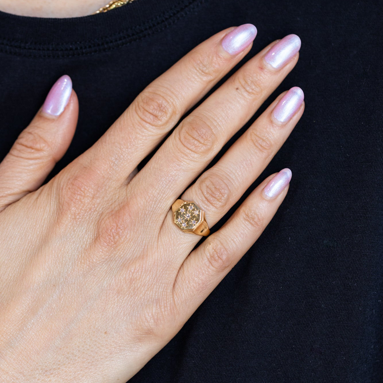 Gold Ring worn on hand