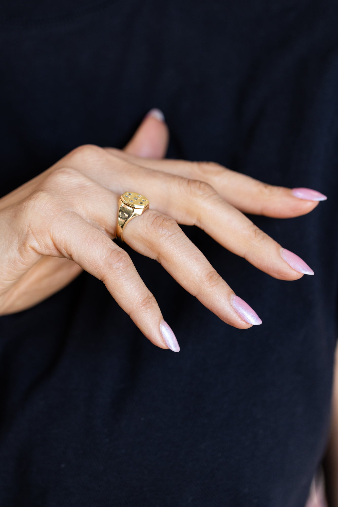 Gold Signet ring worn 