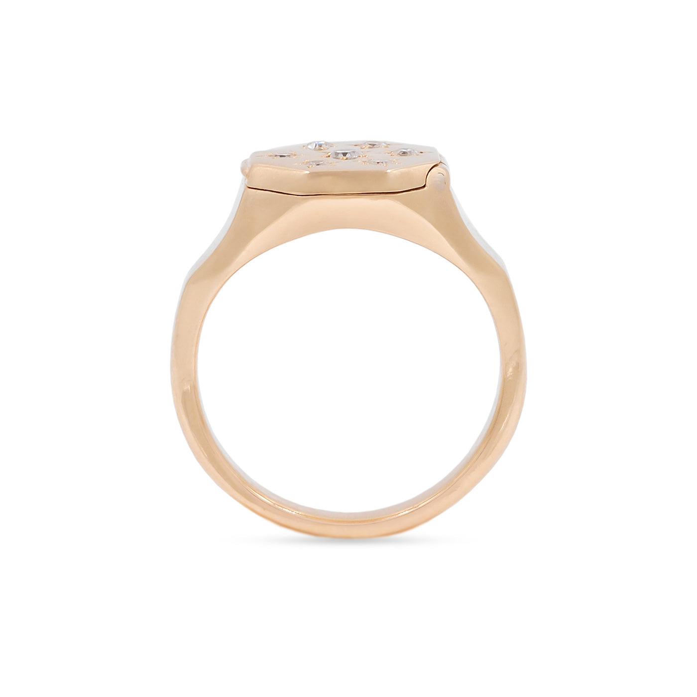 Gold ring on white background