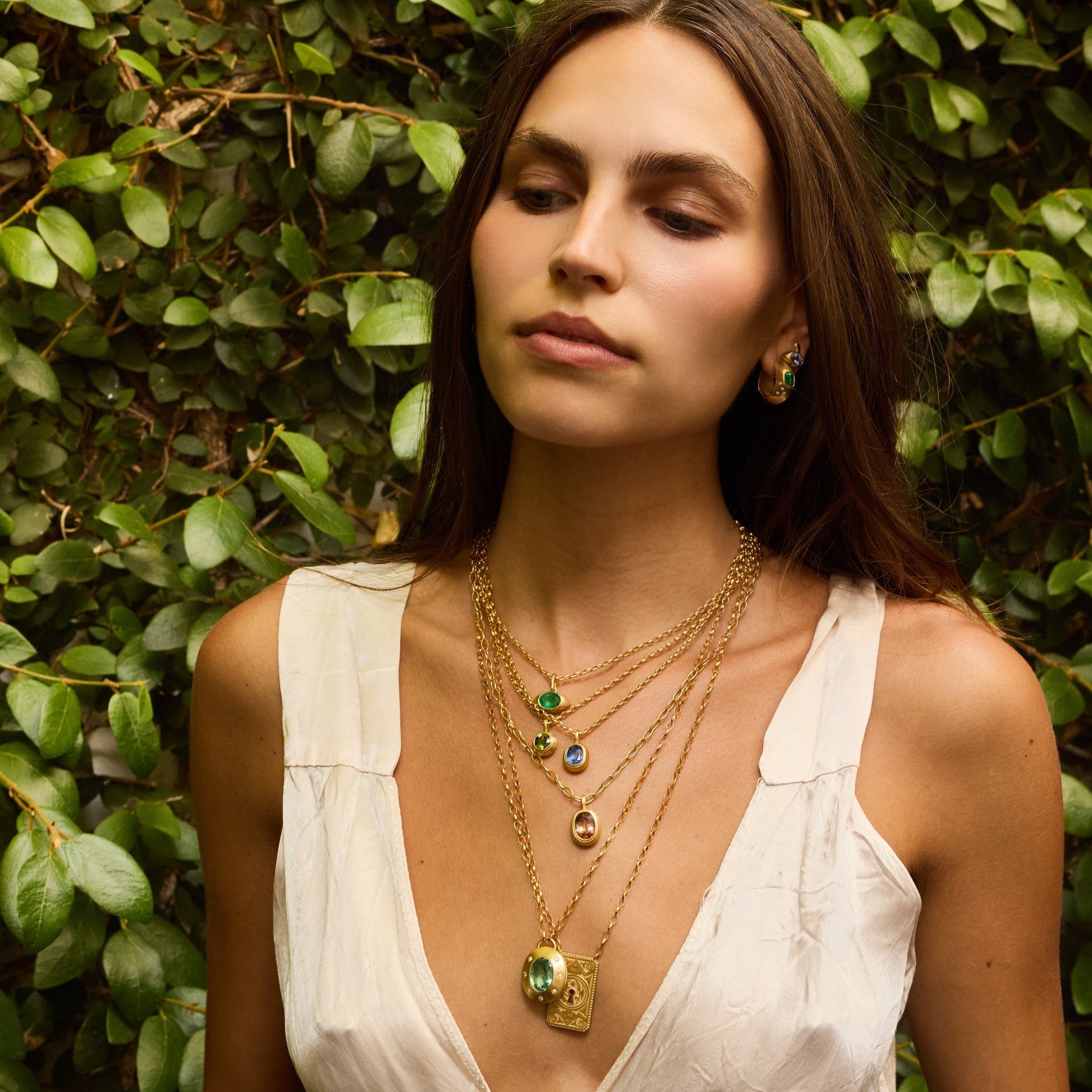 Model wearing locket