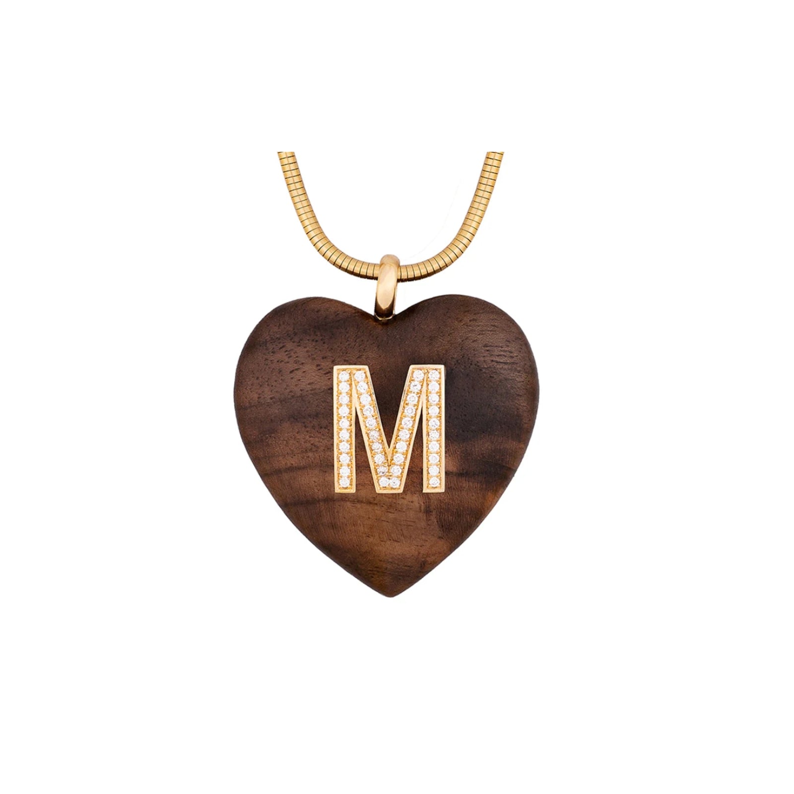 Rosewood Heart with Pave Diamond Letter Charm
